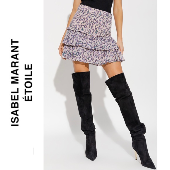 Isabel Marant Dresses & Skirts - MARANT ÉTOILE Abstract-Print Ruffled Miniskirt Size EU 36